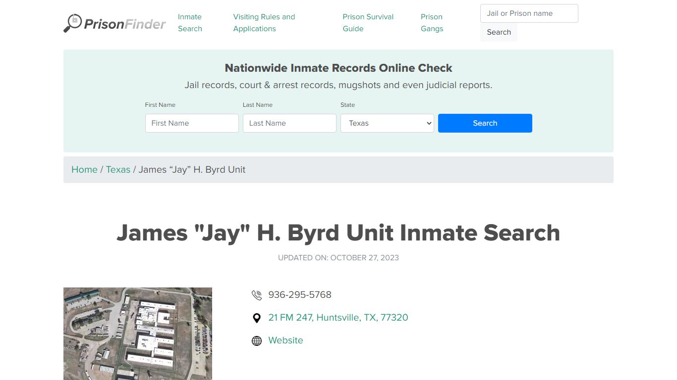 James "Jay" H. Byrd Unit Inmate Search, Mugshots , Visitation, Phone no ...